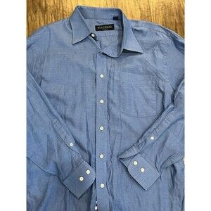 PIACENZA Shirt Men's Sz 16.5 32-33  Blue Button Down Made In Italy  Long Sleeve